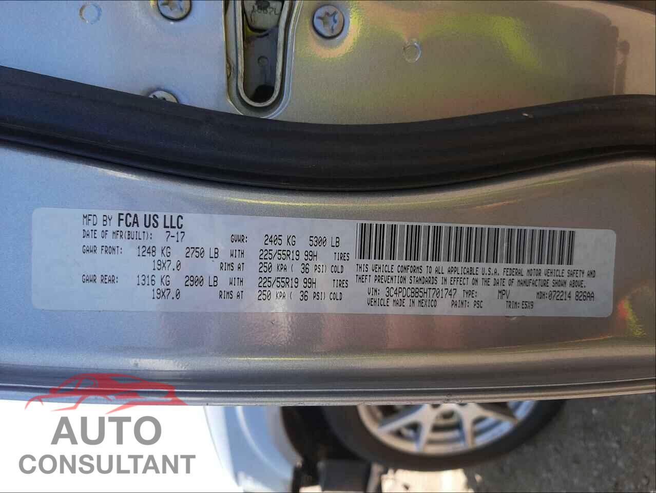 DODGE JOURNEY 2017 - 3C4PDCBB5HT701747