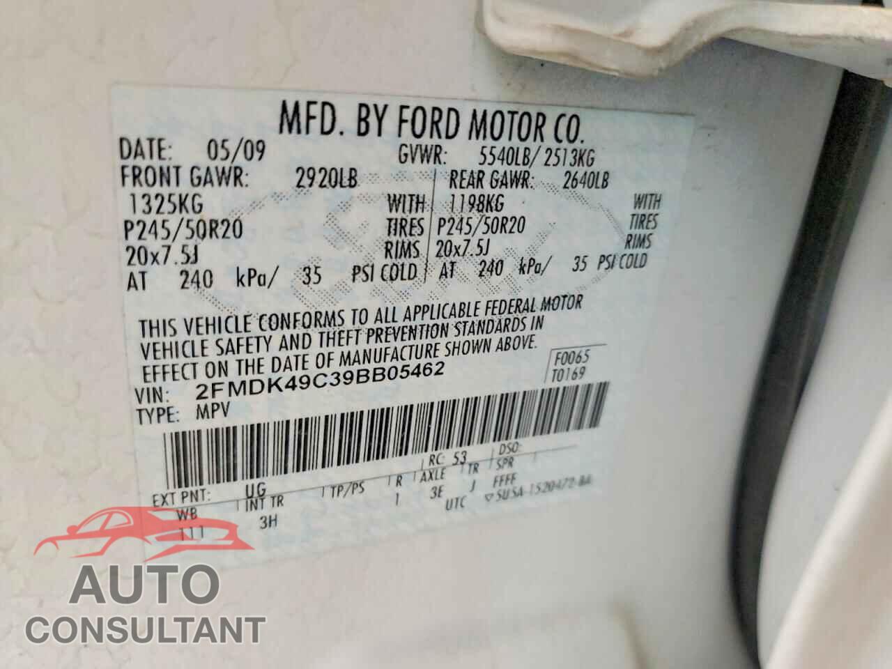 FORD EDGE 2009 - 2FMDK49C39BB05462