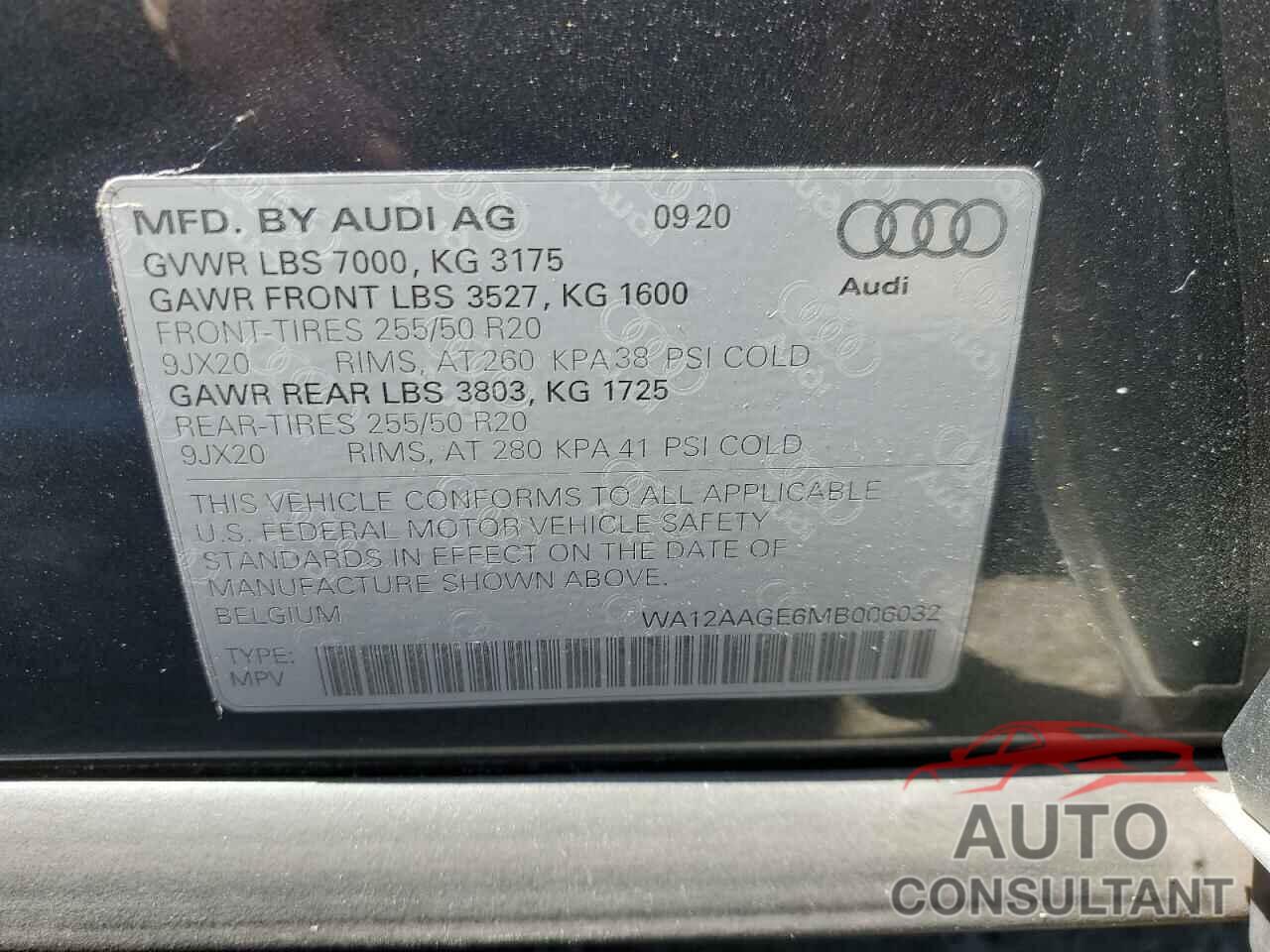 AUDI E-TRON 2021 - WA12AAGE6MB006032