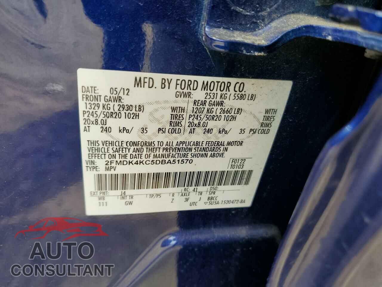 FORD EDGE 2013 - 2FMDK4KC5DBA51570