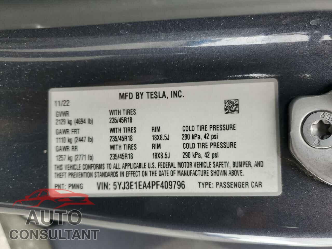 TESLA MODEL 3 2023 - 5YJ3E1EA4PF409796
