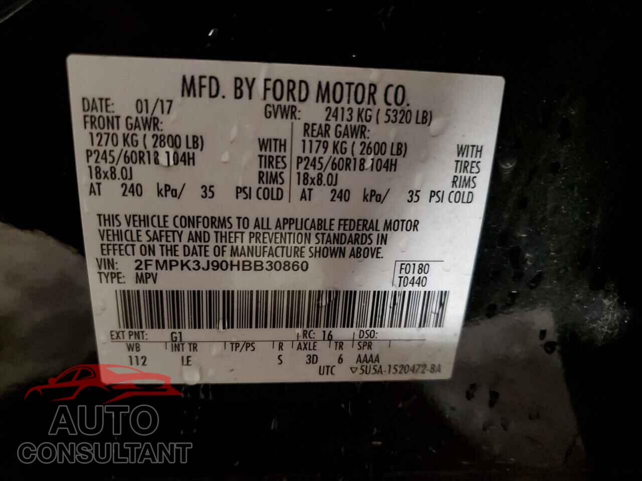 FORD EDGE 2017 - 2FMPK3J90HBB30860