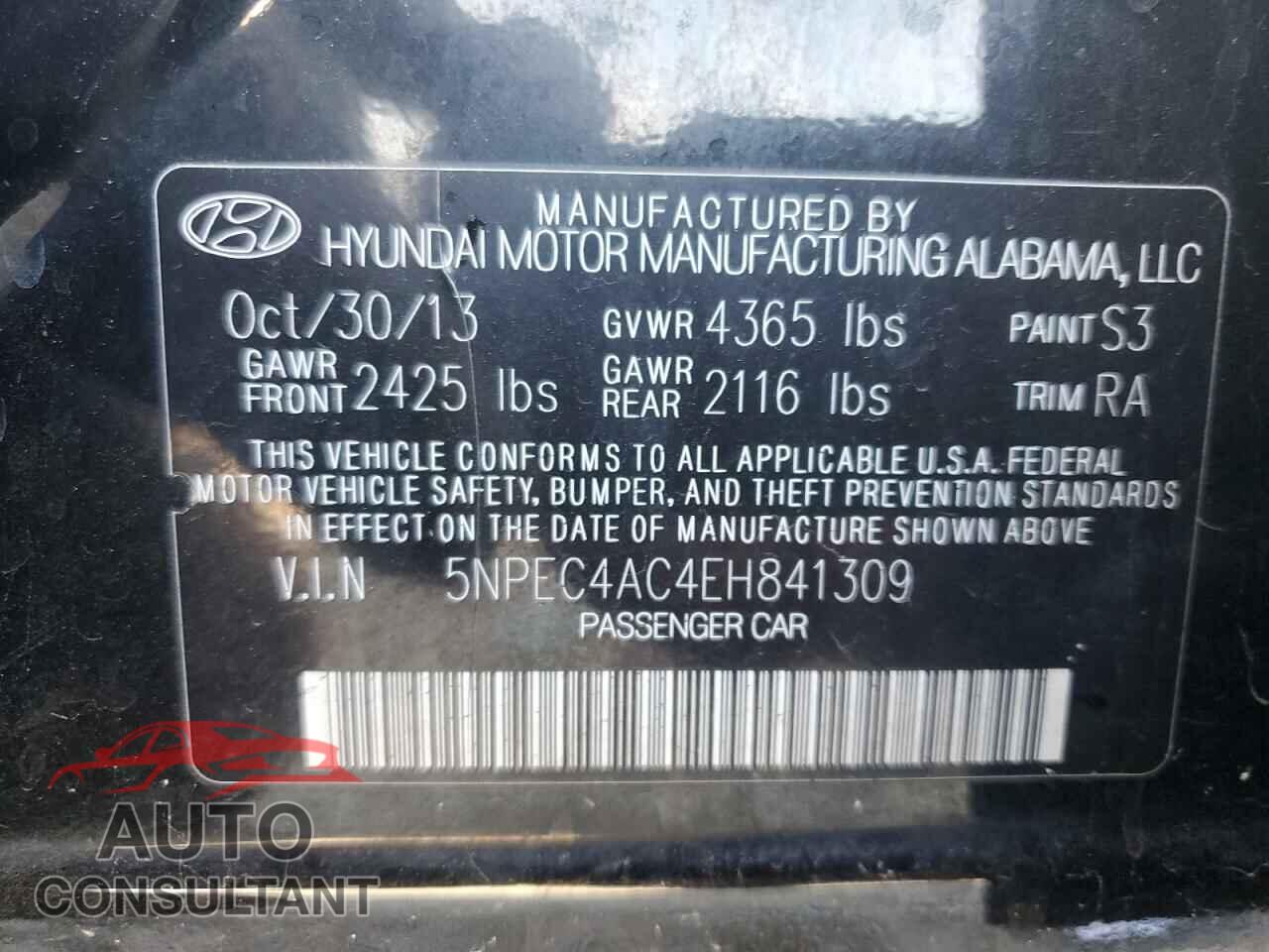 HYUNDAI SONATA 2014 - 5NPEC4AC4EH841309