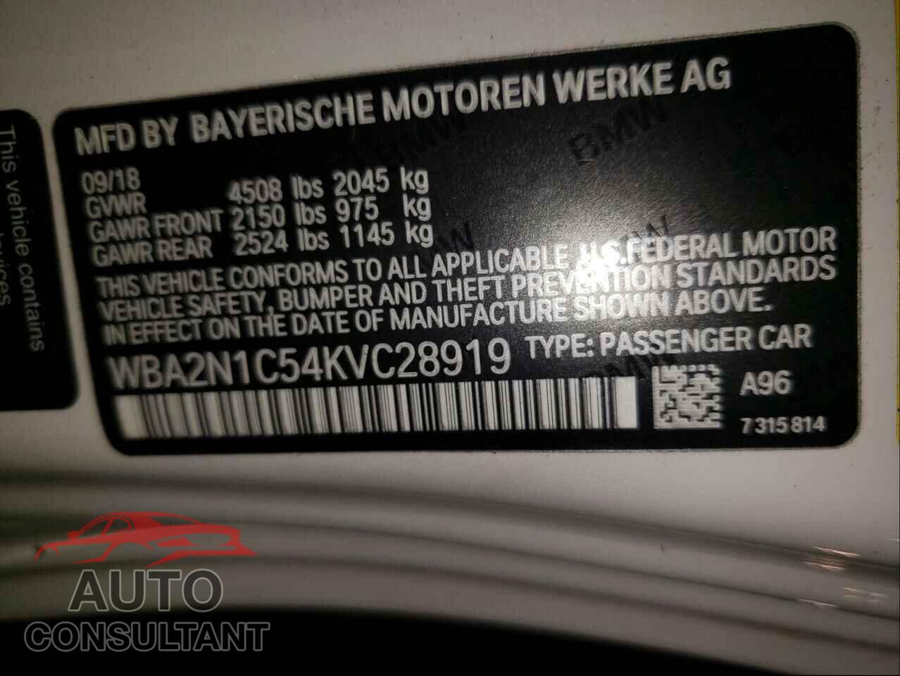 BMW M2 2019 - WBA2N1C54KVC28919