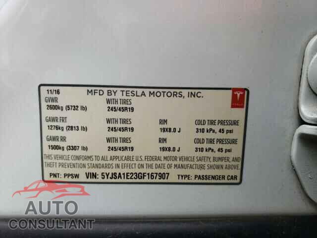TESLA MODEL S 2016 - 5YJSA1E23GF167907