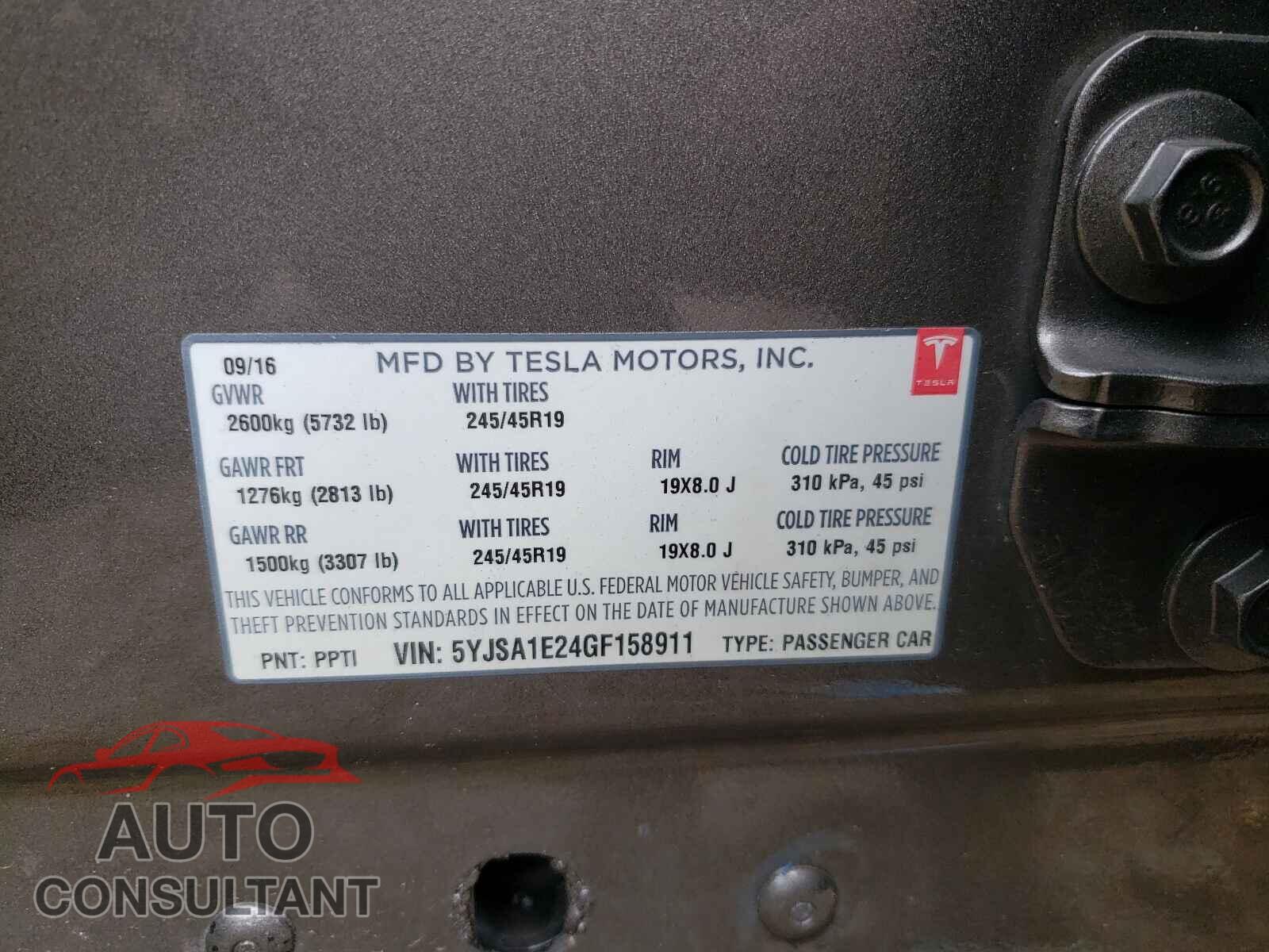 TESLA MODEL S 2016 - 5YJSA1E24GF158911