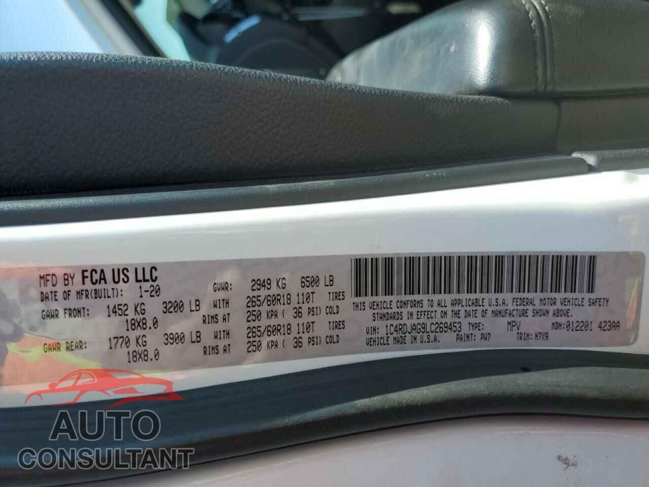 DODGE DURANGO 2020 - 1C4RDJAG9LC269453