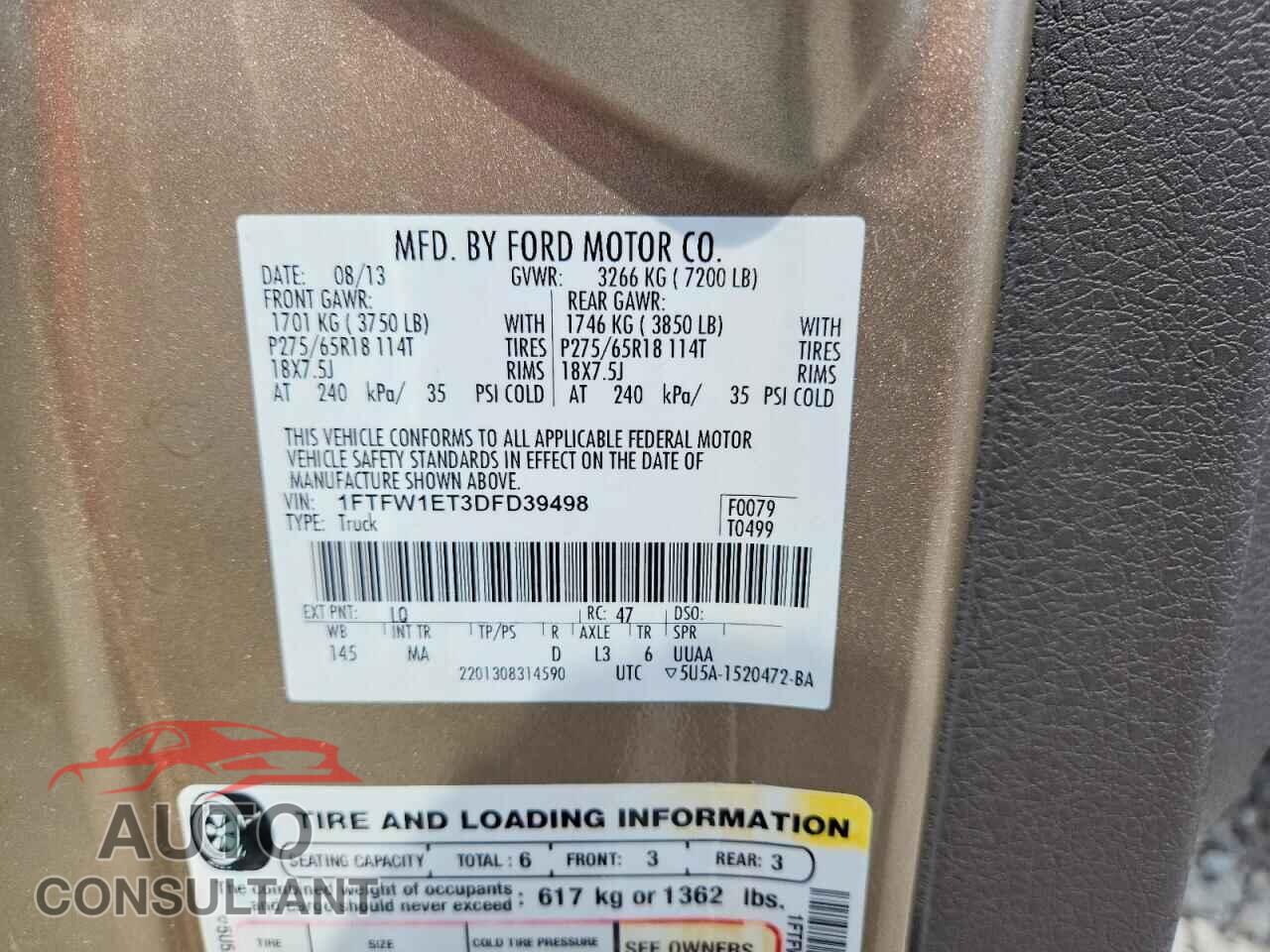 FORD F150 2013 - 1FTFW1ET3DFD39498