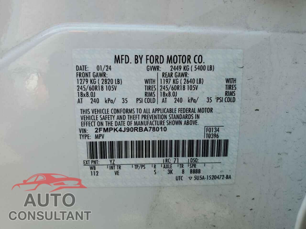 FORD EDGE 2024 - 2FMPK4J90RBA78010
