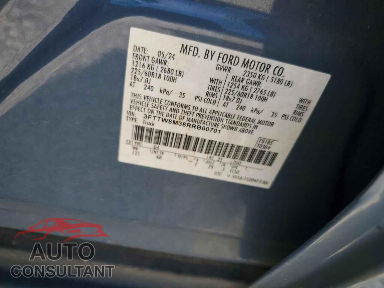 FORD MAVERICK 2024 - 3FTTW8M38RRB00701