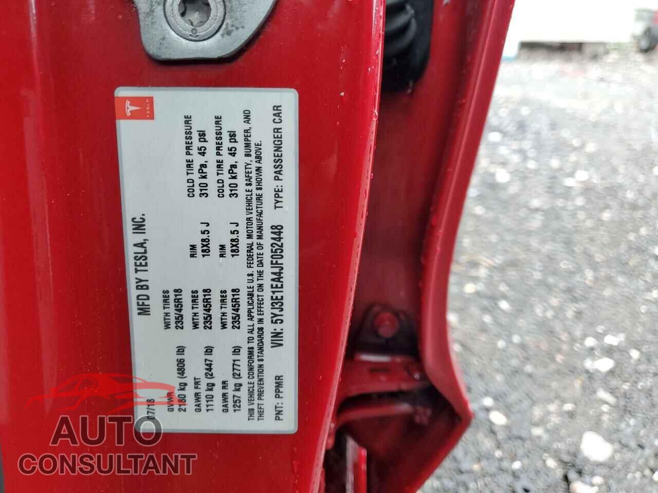 TESLA MODEL 3 2018 - 5YJ3E1EA4JF052448
