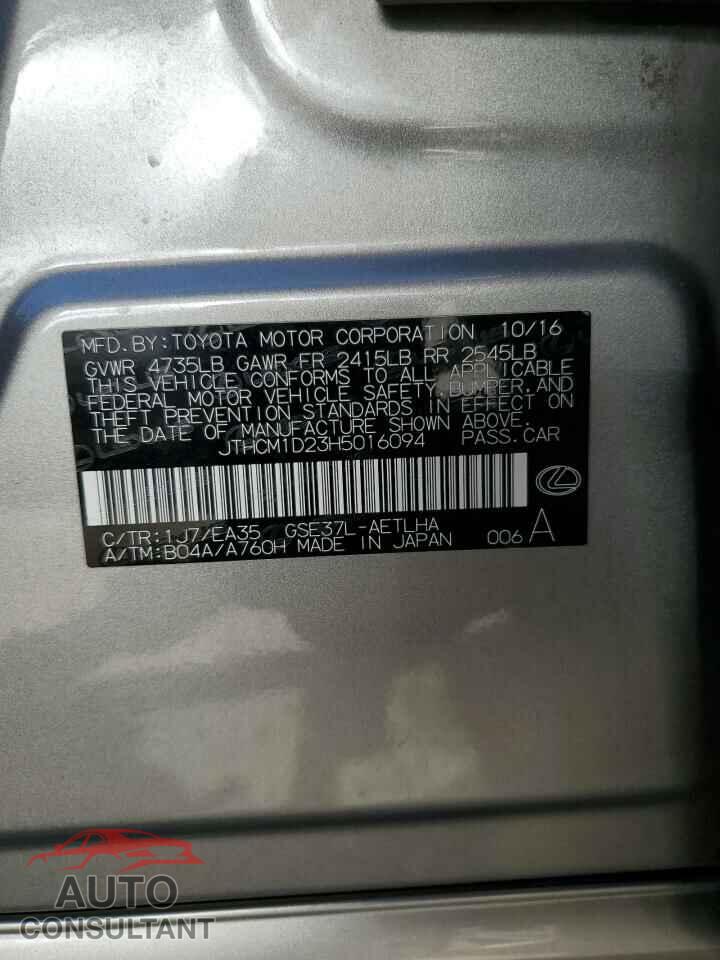 LEXUS IS 2017 - JTHCM1D23H5016094