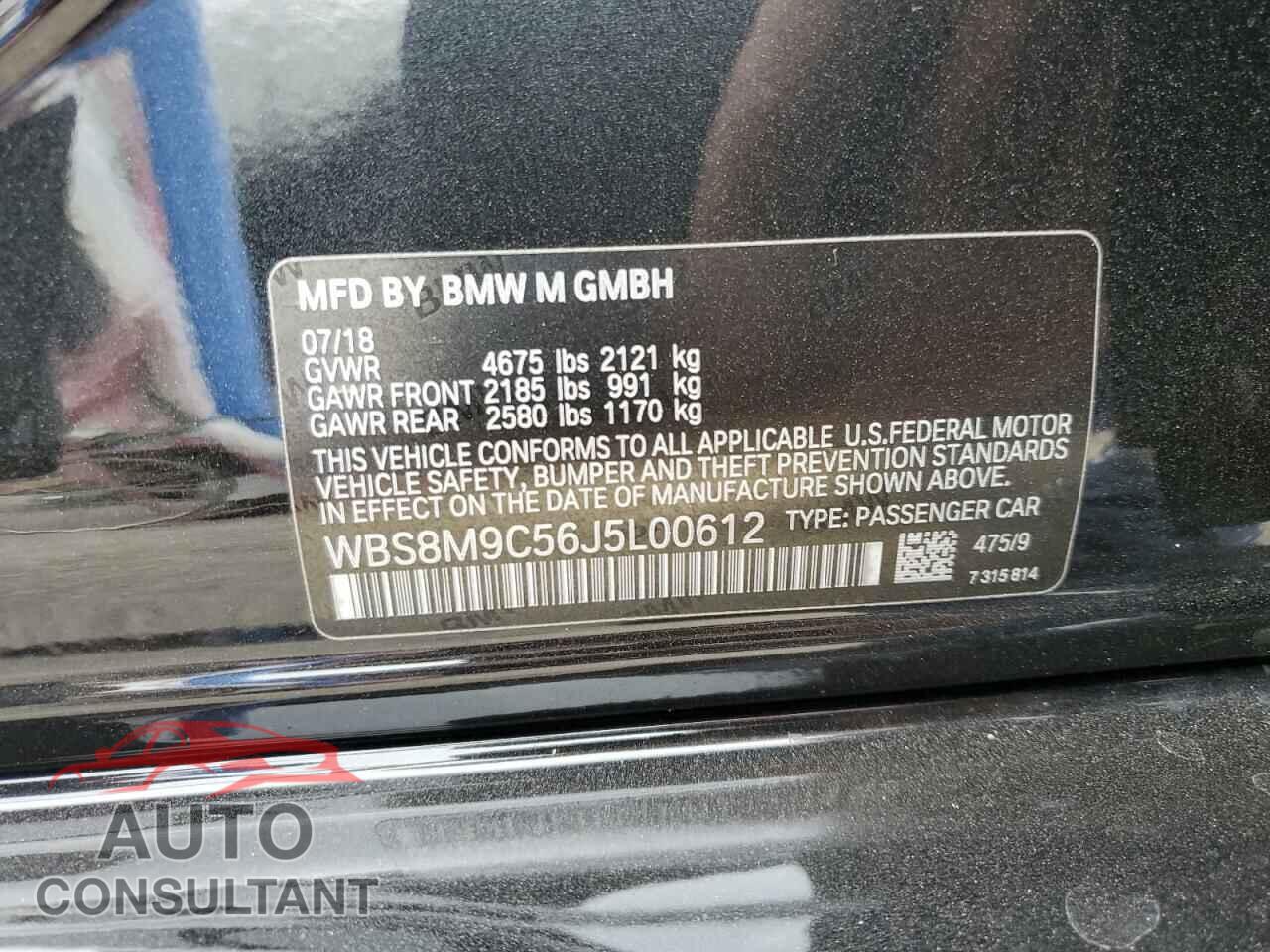 BMW M3 2018 - WBS8M9C56J5L00612