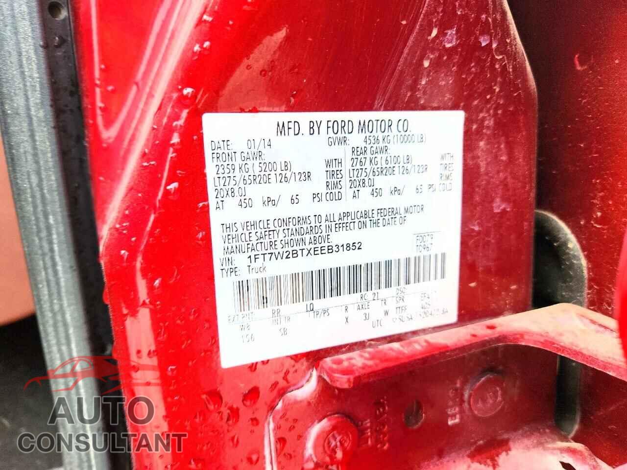 FORD F250 2014 - 1FT7W2BTXEEB31852