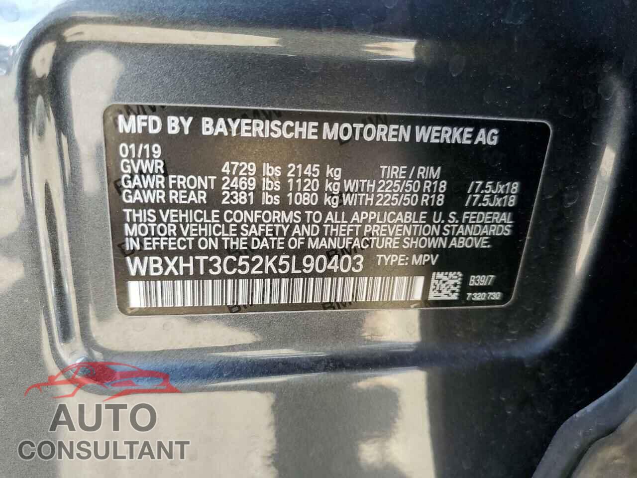 BMW X1 2019 - WBXHT3C52K5L90403