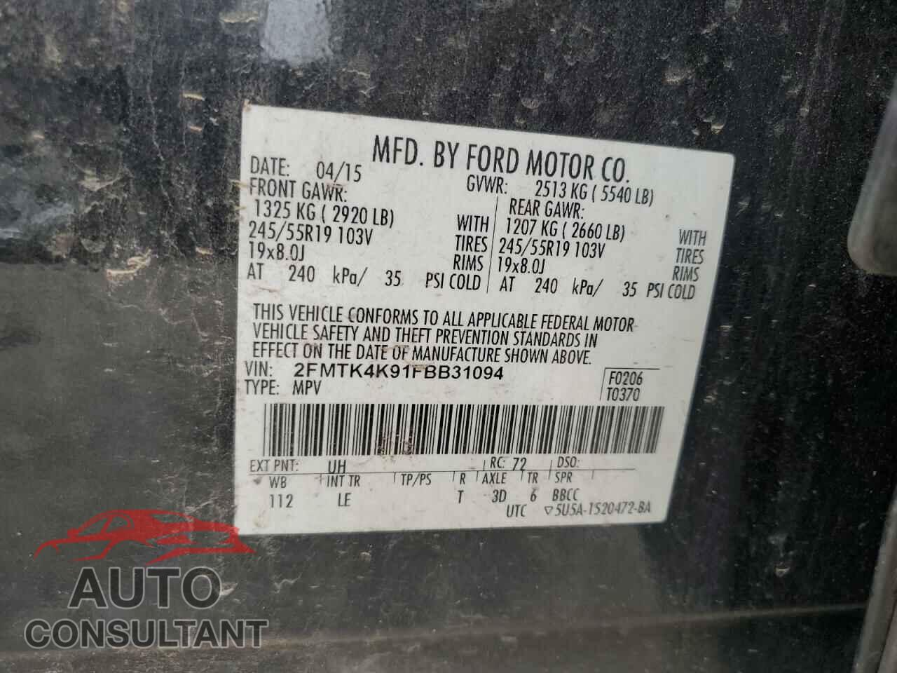 FORD EDGE 2015 - 2FMTK4K91FBB31094