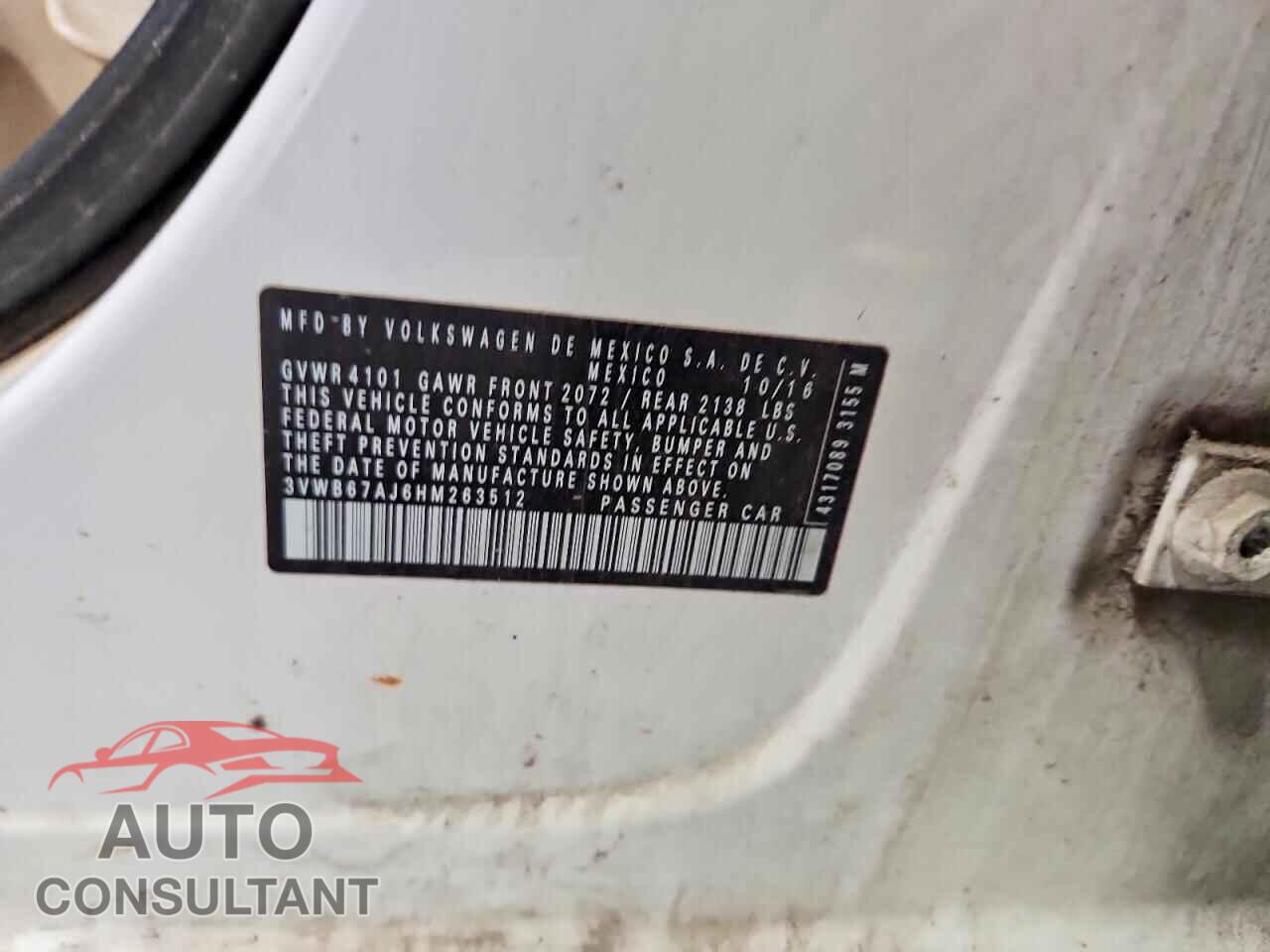VOLKSWAGEN JETTA 2017 - 3VWB67AJ6HM263512