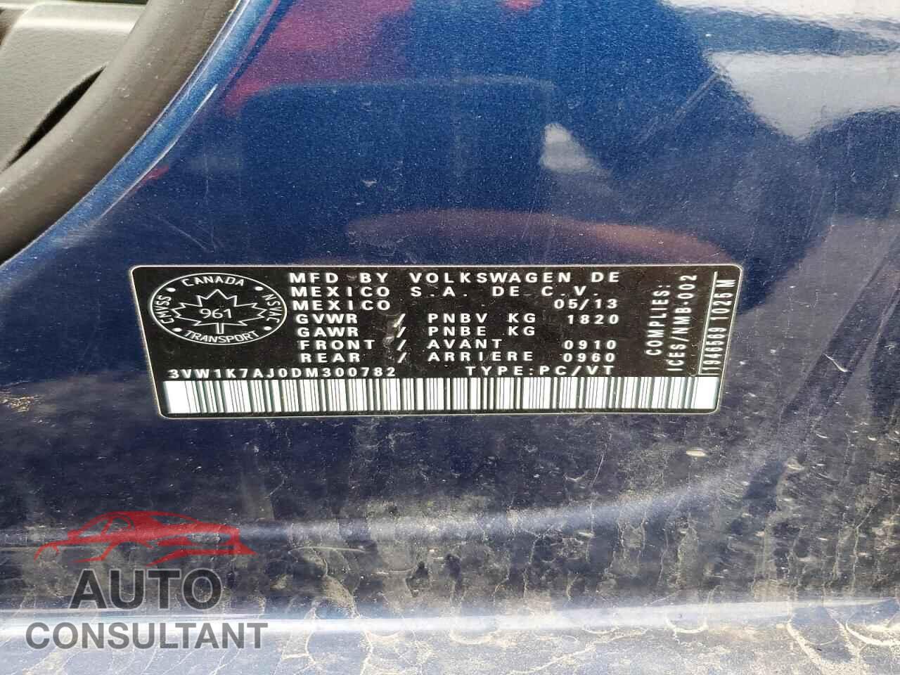 VOLKSWAGEN JETTA 2013 - 3VW1K7AJ0DM300782