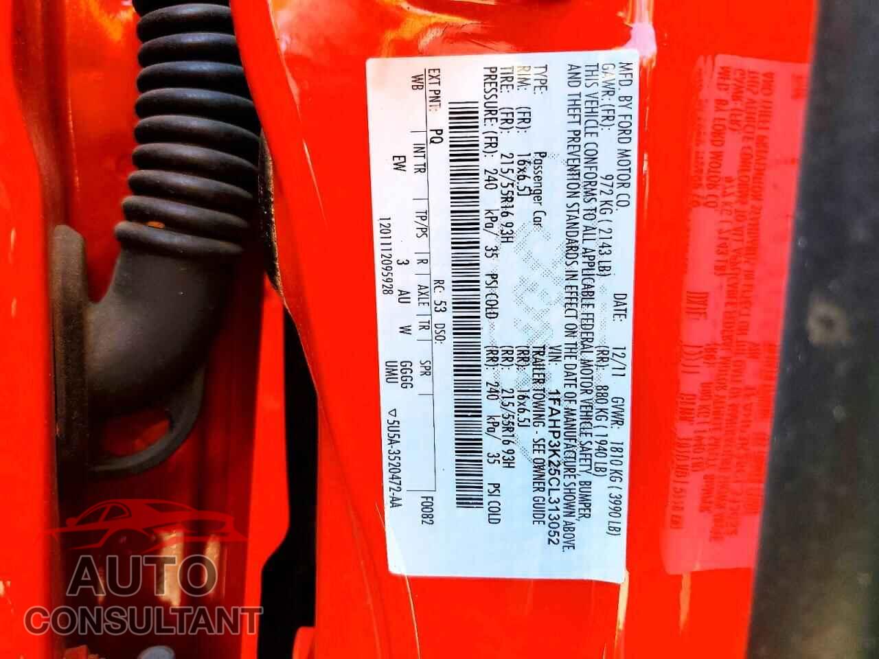 FORD FOCUS 2012 - 1FAHP3K25CL313052