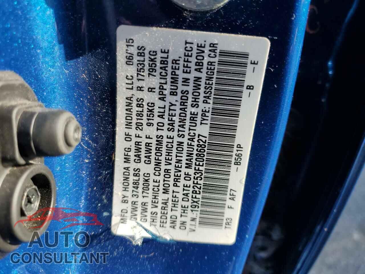 HONDA CIVIC 2015 - 19XFB2F53FE086827