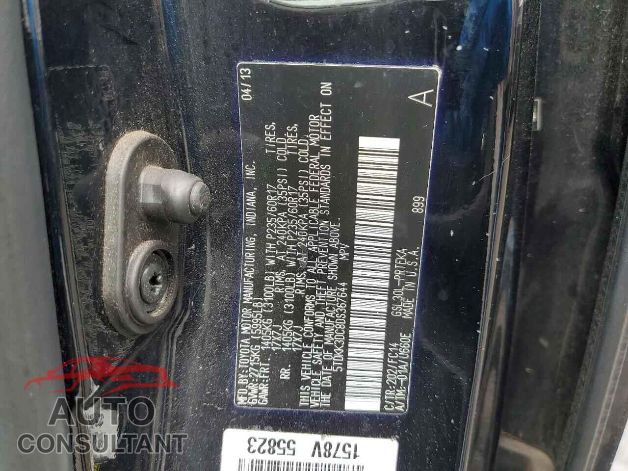 TOYOTA SIENNA 2013 - 5TDKK3DC8DS367644
