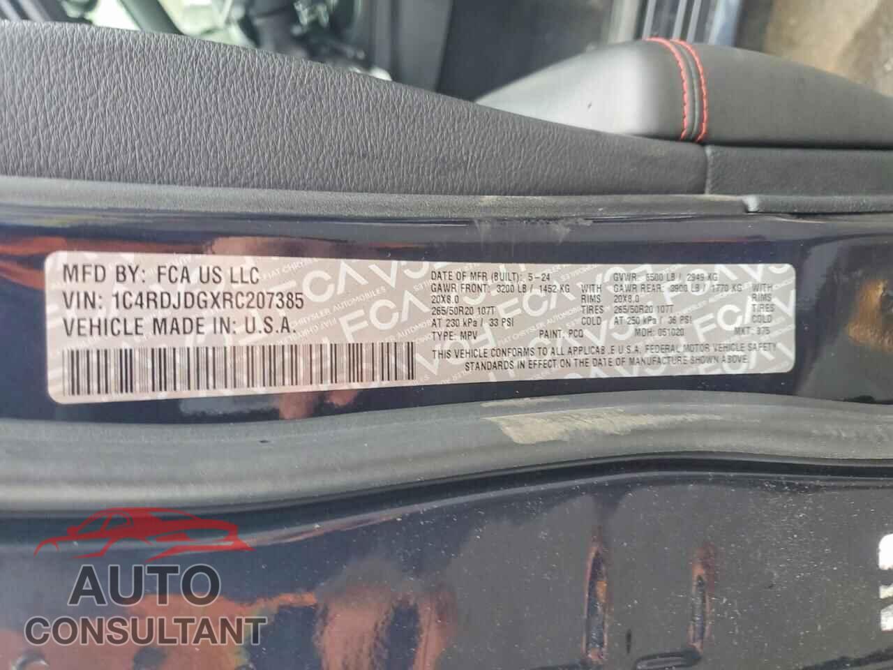 DODGE DURANGO 2024 - 1C4RDJDGXRC207385