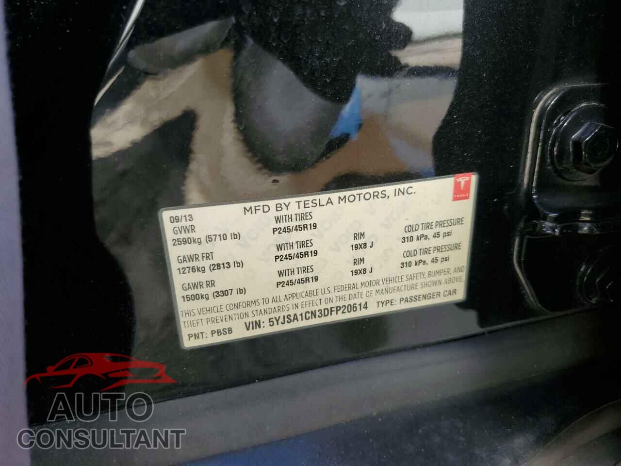 TESLA MODEL S 2013 - 5YJSA1CN3DFP20614