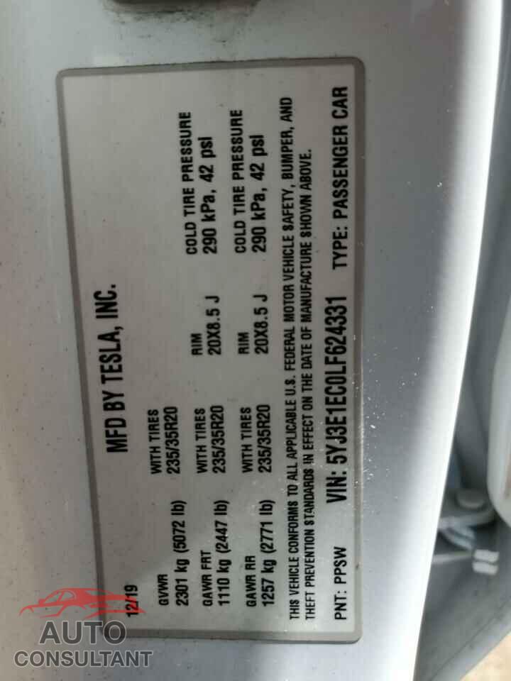 TESLA MODEL 3 2020 - 5YJ3E1EC0LF624331