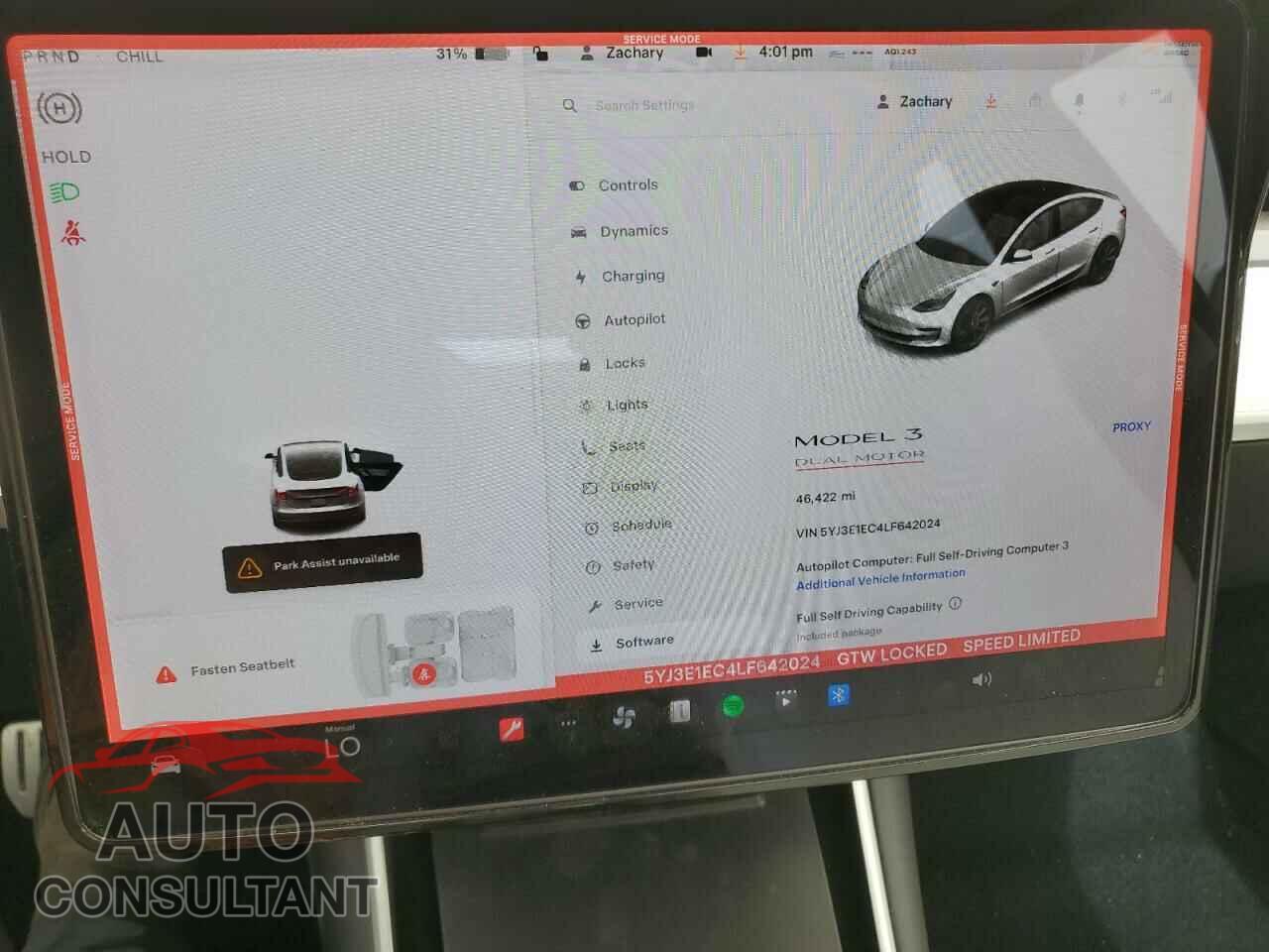 TESLA MODEL 3 2020 - 5YJ3E1EC4LF642024