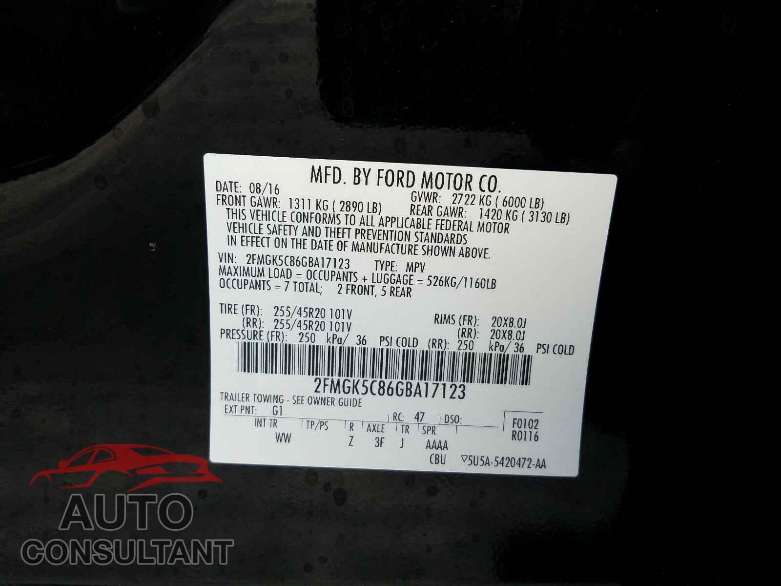 FORD FLEX 2016 - 2FMGK5C86GBA17123