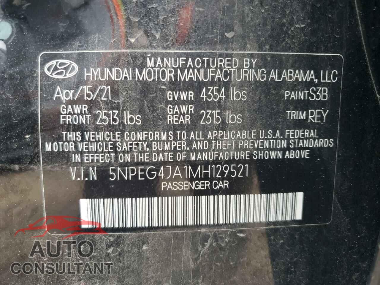 HYUNDAI SONATA 2021 - 5NPEG4JA1MH129521