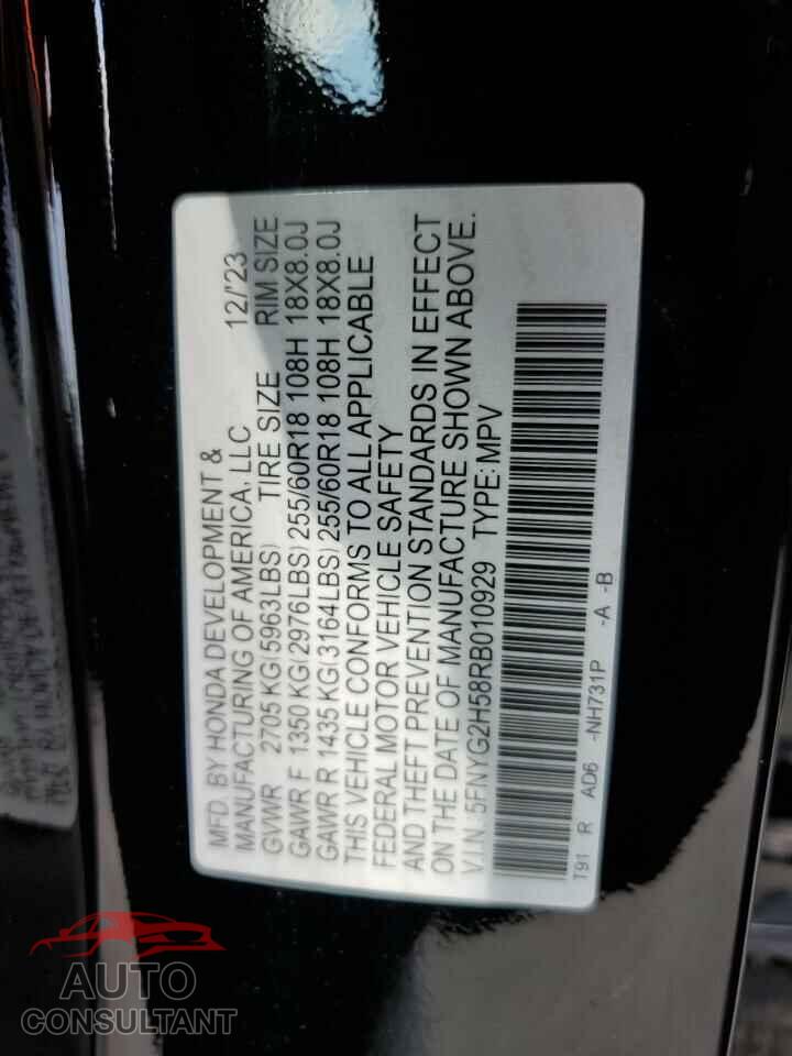 HONDA PILOT 2024 - 5FNYG2H58RB010929