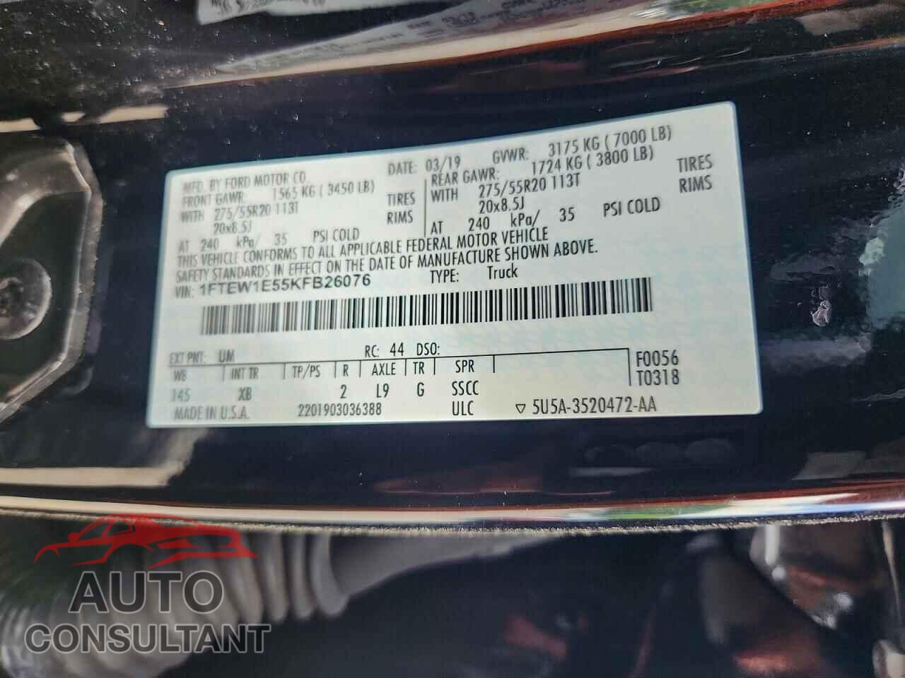FORD F150 2019 - 1FTEW1E55KFB26076