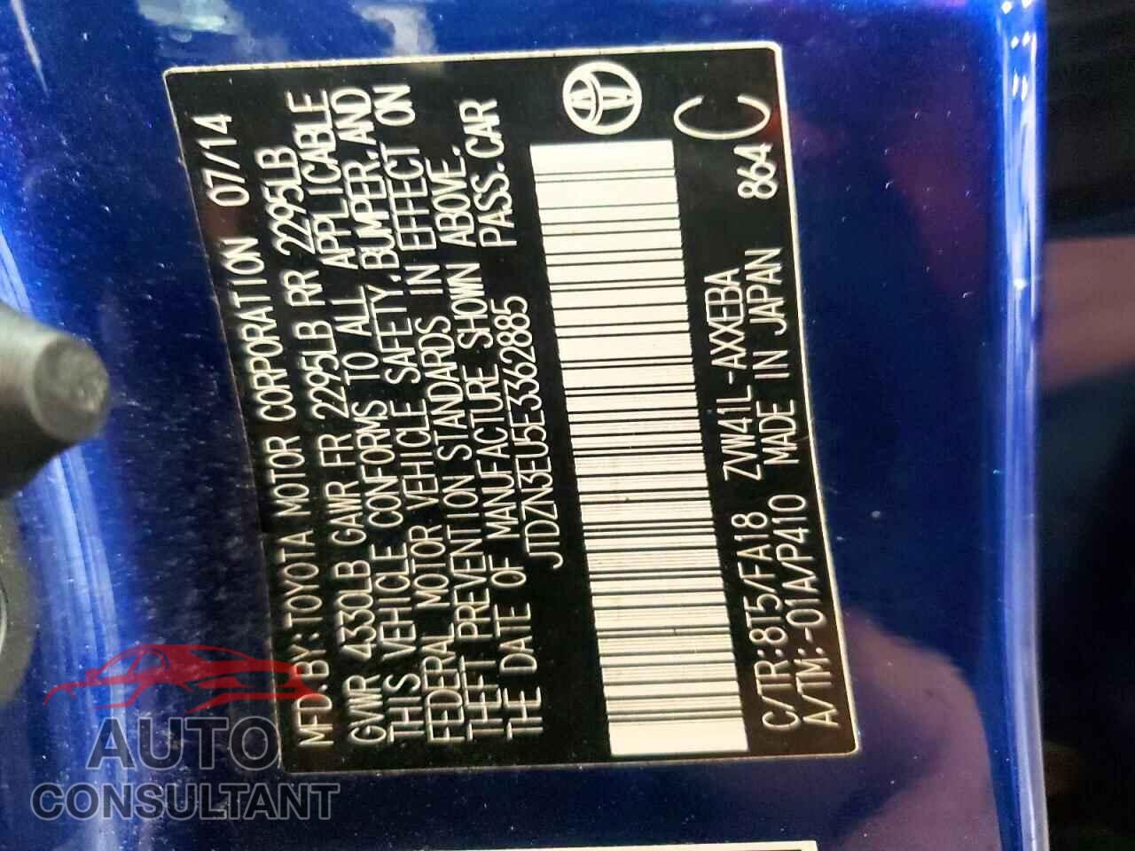 TOYOTA PRIUS 2014 - JTDZN3EU5E3362885