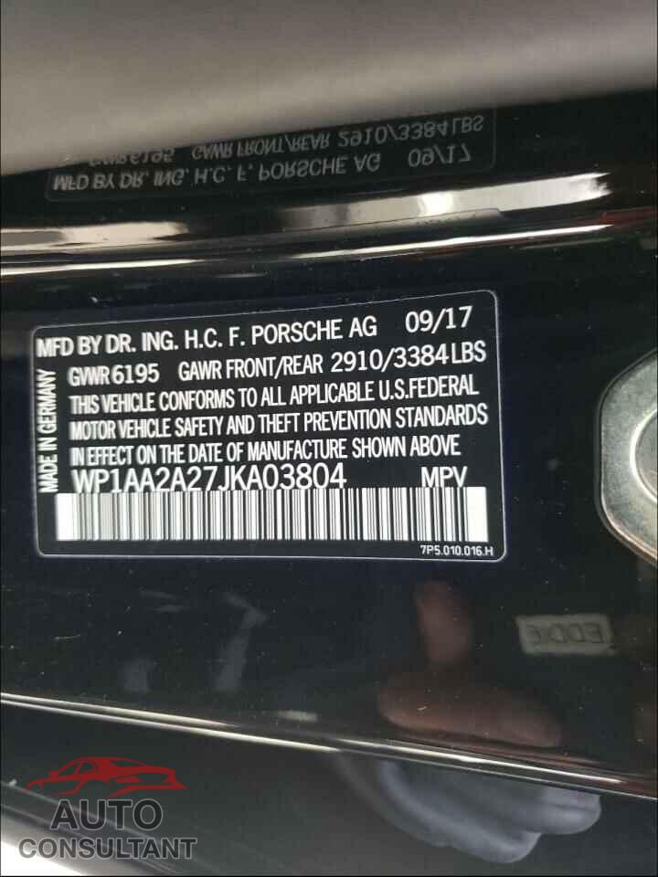 PORSCHE CAYENNE 2018 - WP1AA2A27JKA03804