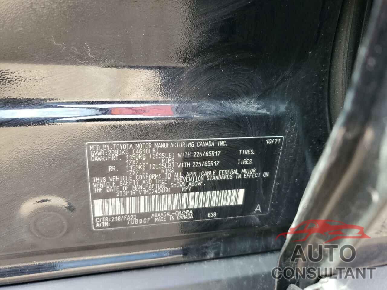 TOYOTA RAV4 2021 - 2T3P1RFV1MC240468
