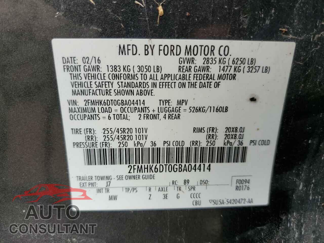 FORD FLEX 2016 - 2FMHK6DT0GBA04414