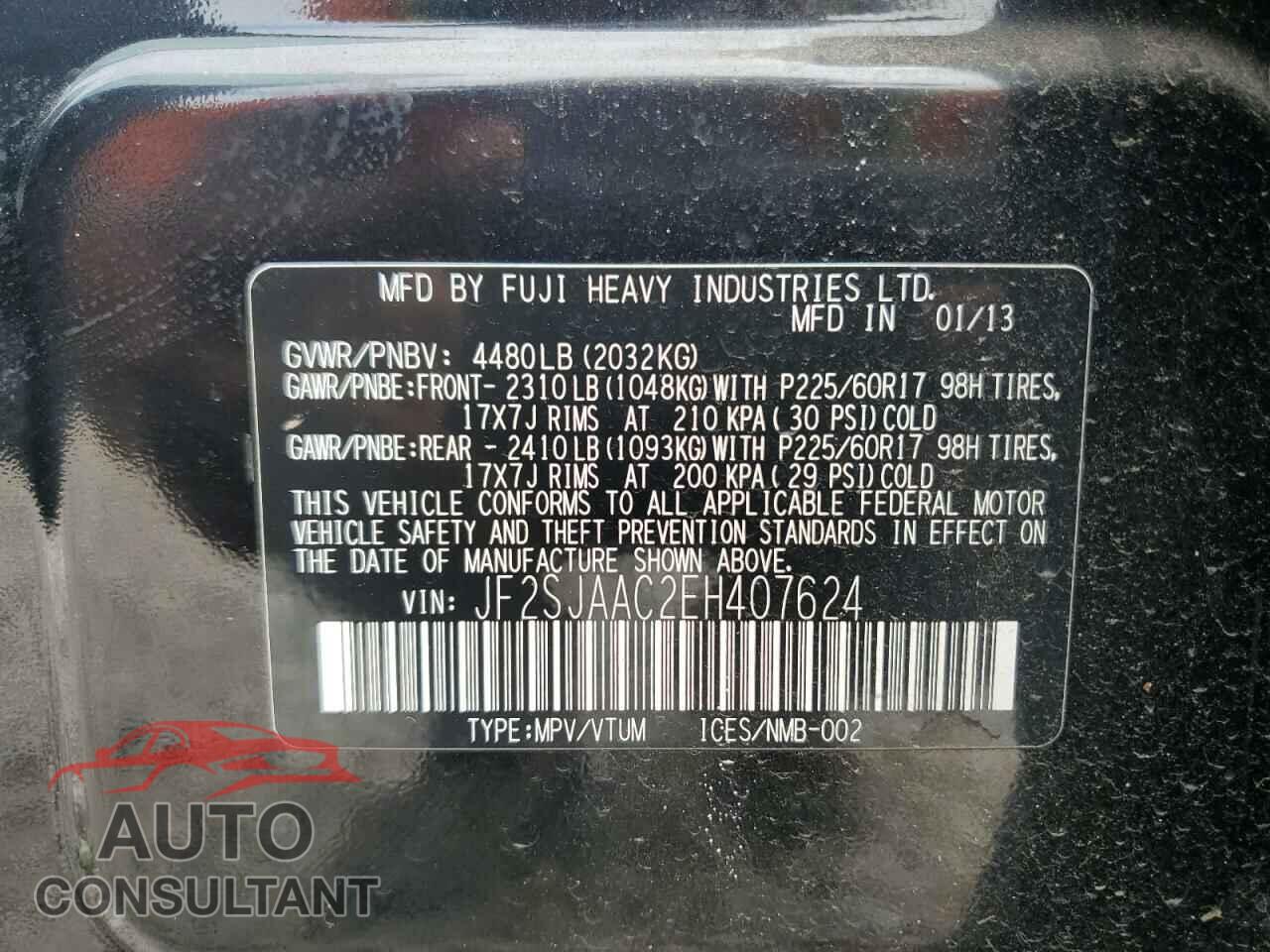 SUBARU FORESTER 2014 - JF2SJAAC2EH407624