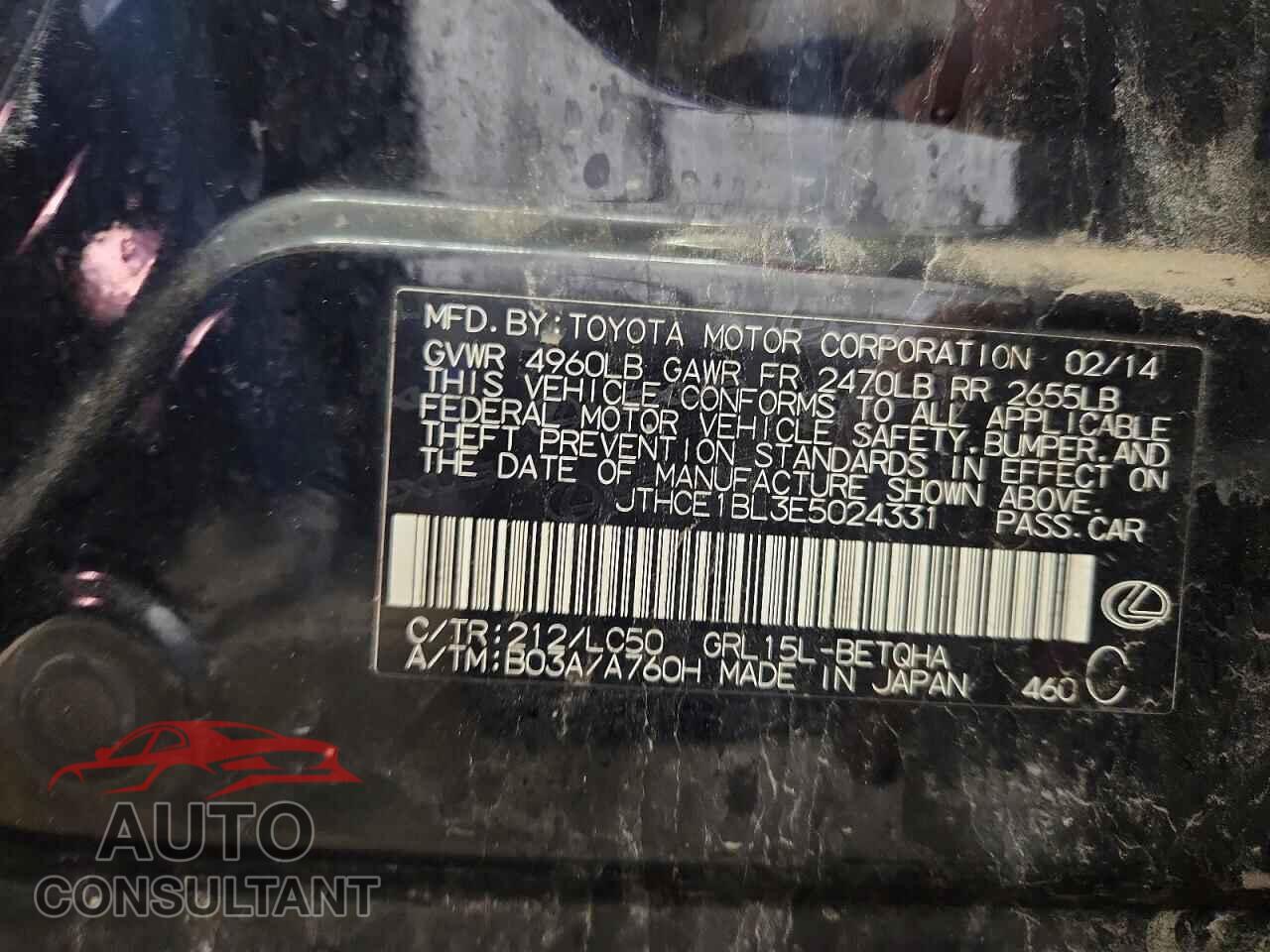 LEXUS GS350 2014 - JTHCE1BL3E5024331