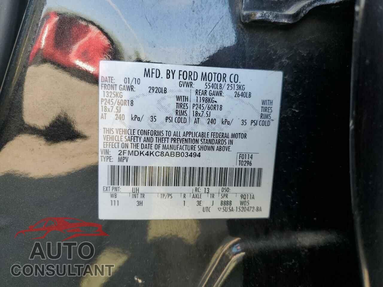 FORD EDGE 2010 - 2FMDK4KC8ABB03494