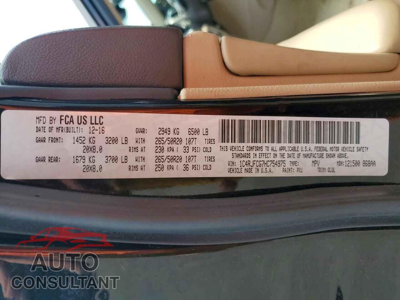 JEEP CHEROKEE 2017 - 1C4RJFCG7HC754975
