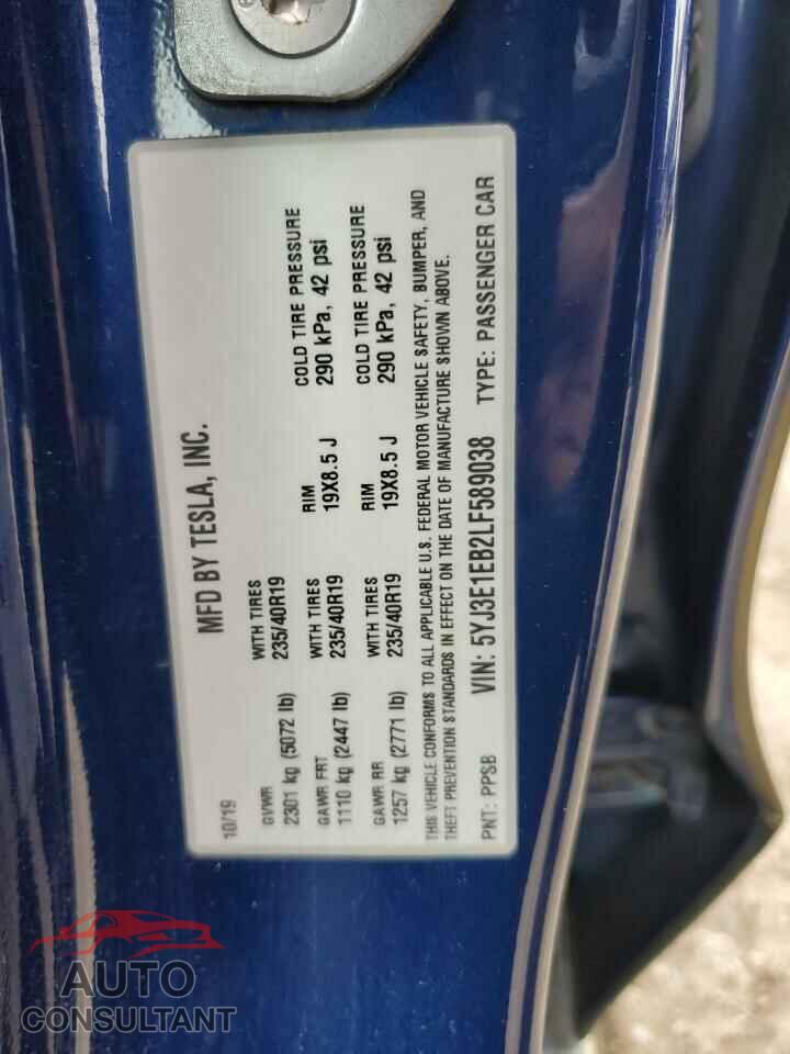 TESLA MODEL 3 2020 - 5YJ3E1EB2LF589038