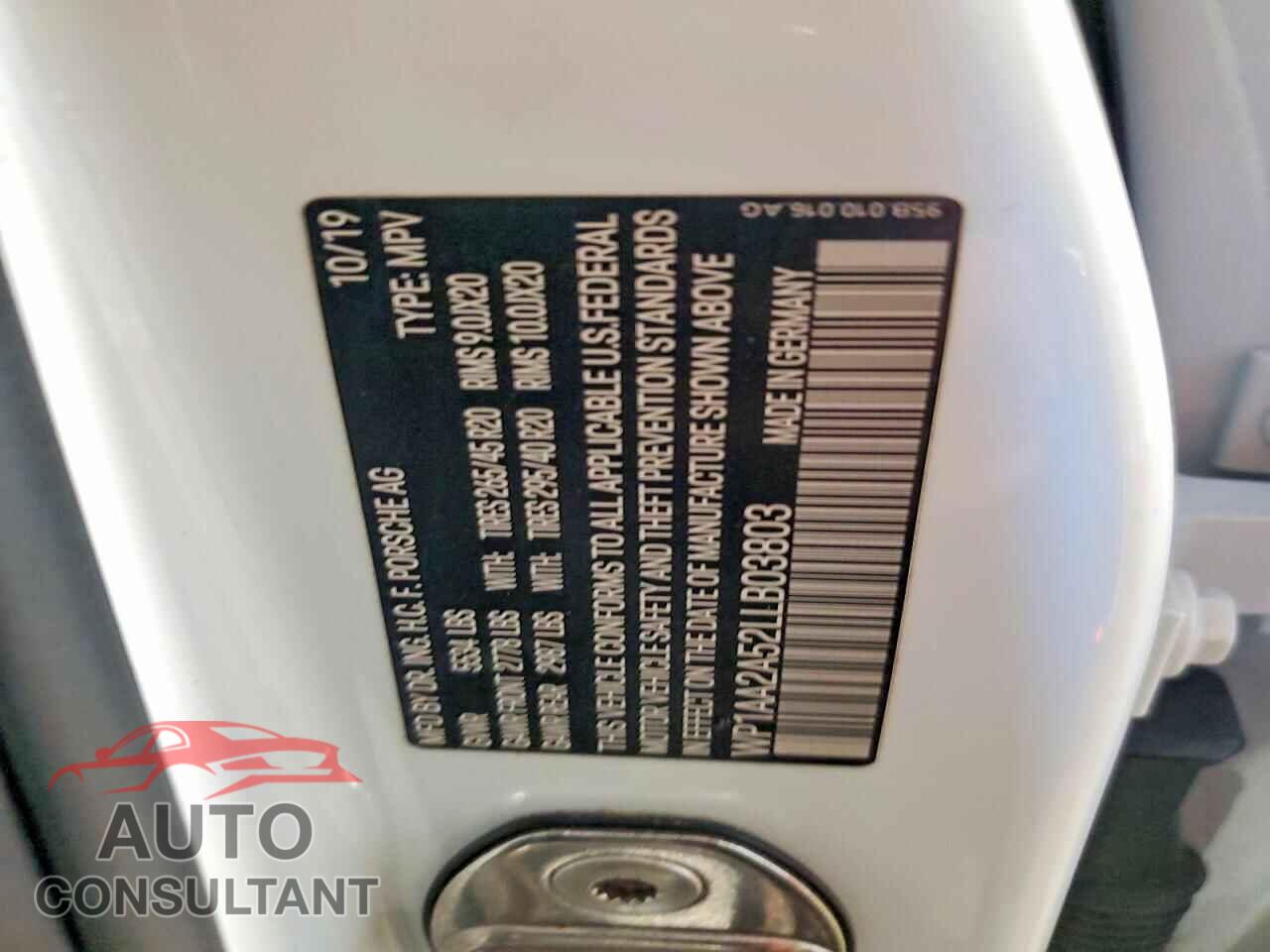 PORSCHE MACAN 2020 - WP1AA2A52LLB03803