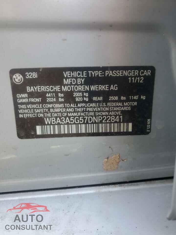 BMW 3 SERIES 2013 - WBA3A5G57DNP22841