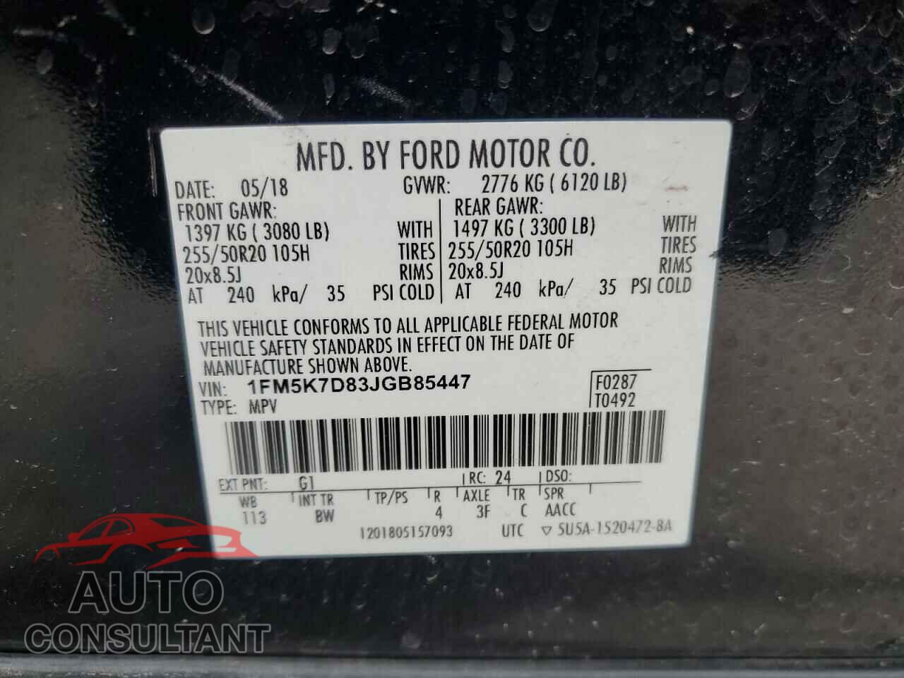 FORD EXPLORER 2018 - 1FM5K7D83JGB85447