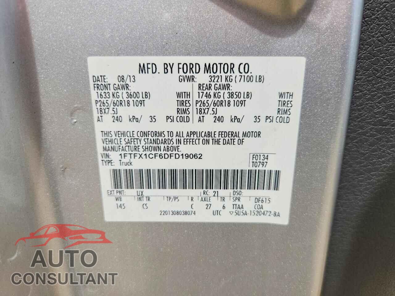 FORD F150 2013 - 1FTFX1CF6DFD19062