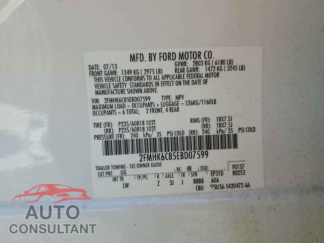 FORD FLEX 2014 - 2FMHK6C85EBD07599