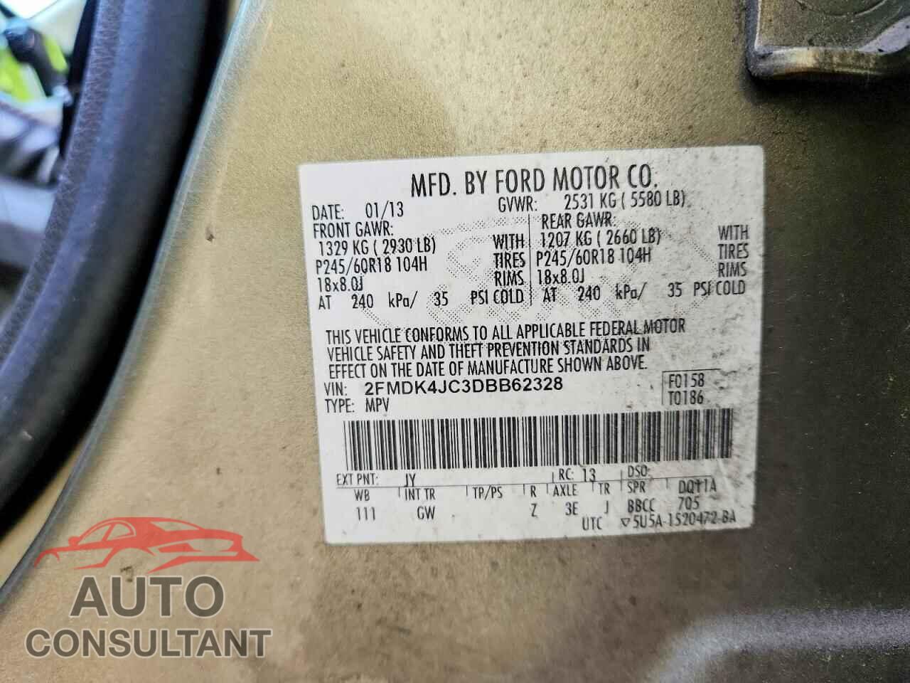 FORD EDGE 2013 - 2FMDK4JC3DBB62328