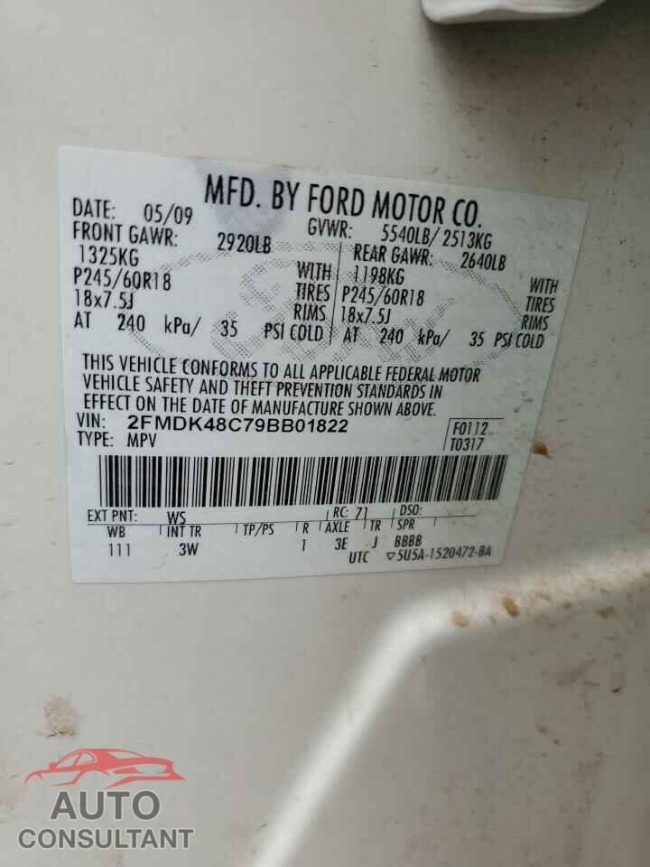 FORD EDGE 2009 - 2FMDK48C79BB01822