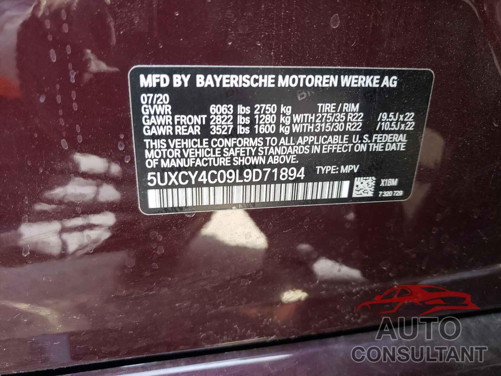 BMW X6 2020 - 5UXCY4C09L9D71894